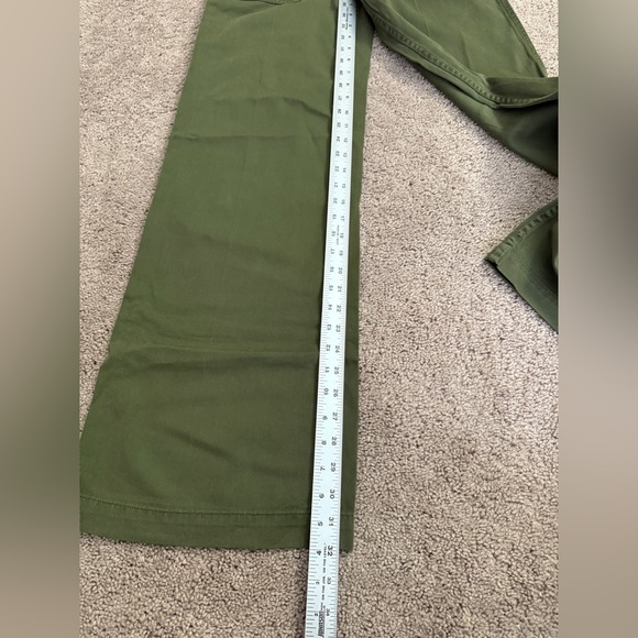 Zara Wide Leg Pants Women size 4 Olive Green Premium Denim Collection Buckle - Picture 4 of 11